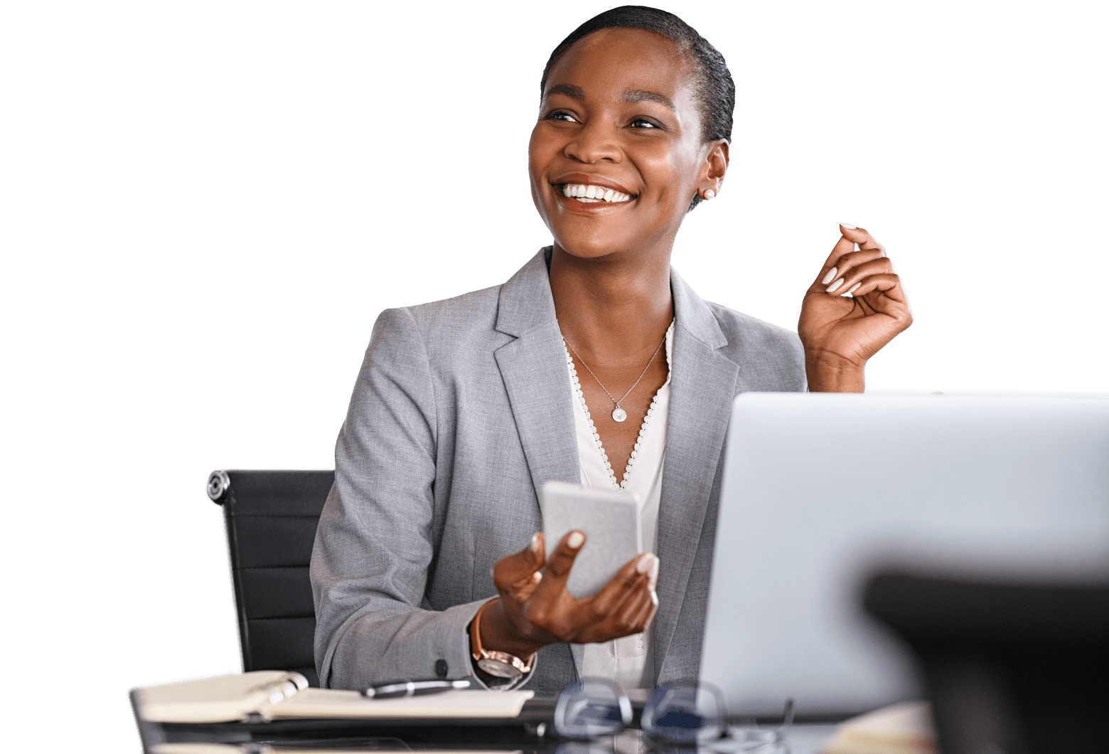 A smiling sales representative