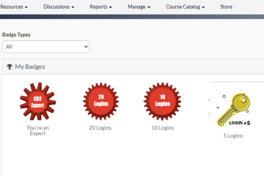 Gamification screen in the Propelr learning management system