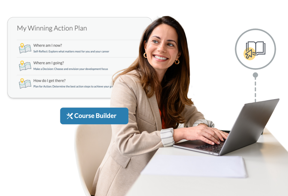 A business professional completing an online course