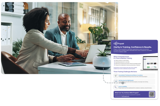 A sales representative demonstrating insight analytics to a customer