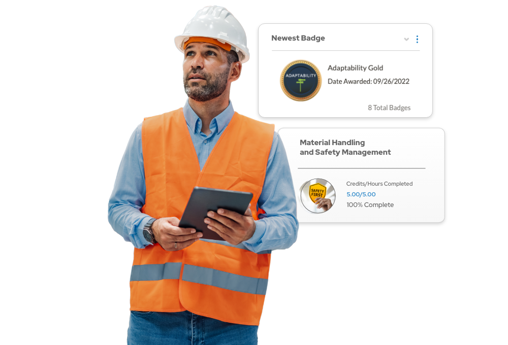 Construction worker with a hard hat and high visibility vest